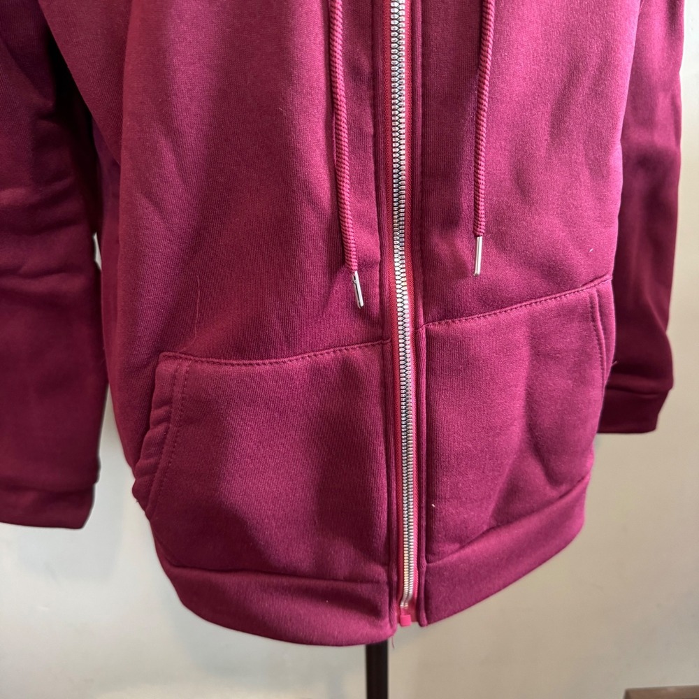 NWOT Womens Casual Outdoor Walking Fleece Lined Zip Hooded Sweatshirt Red Medium - Picture 4 of 6